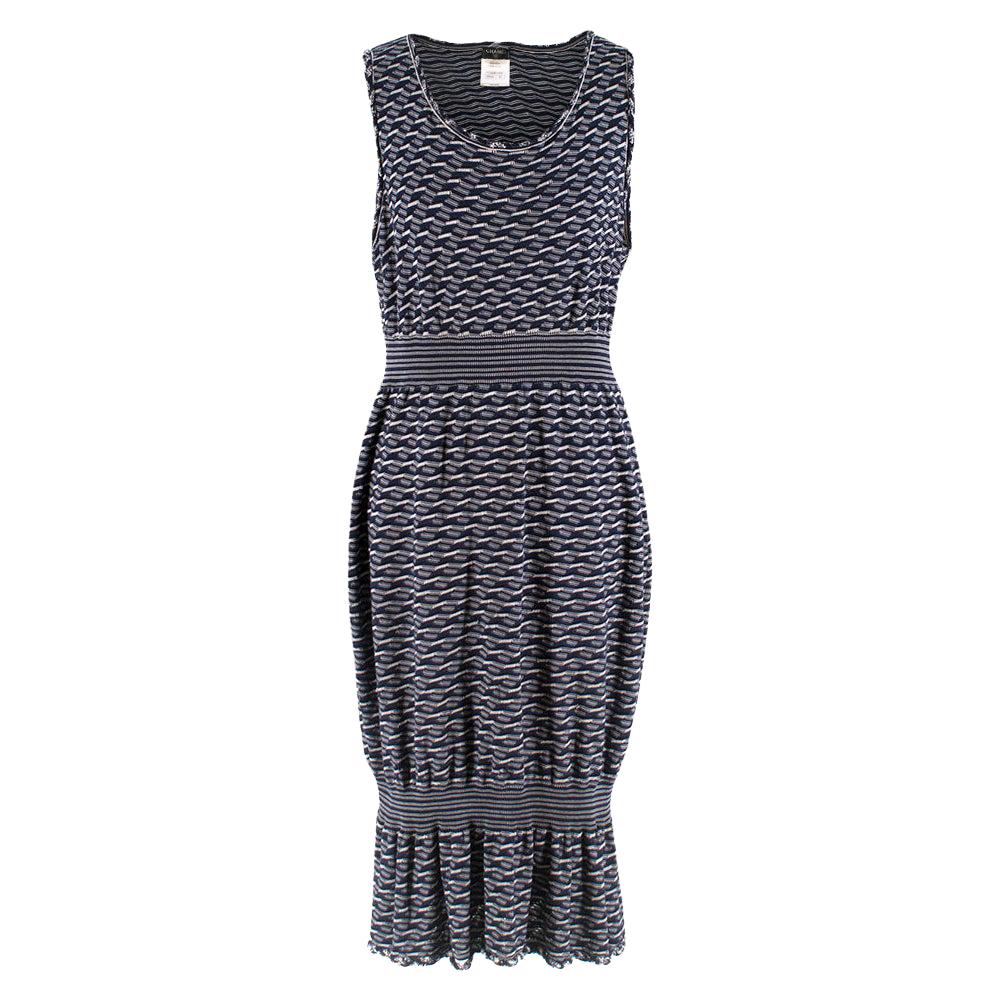 Chanel Navy Knit Sleeveless Dress - Size US 12 For Sale