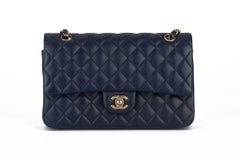 Chanel Navy Lambskin Double Flap Bag
