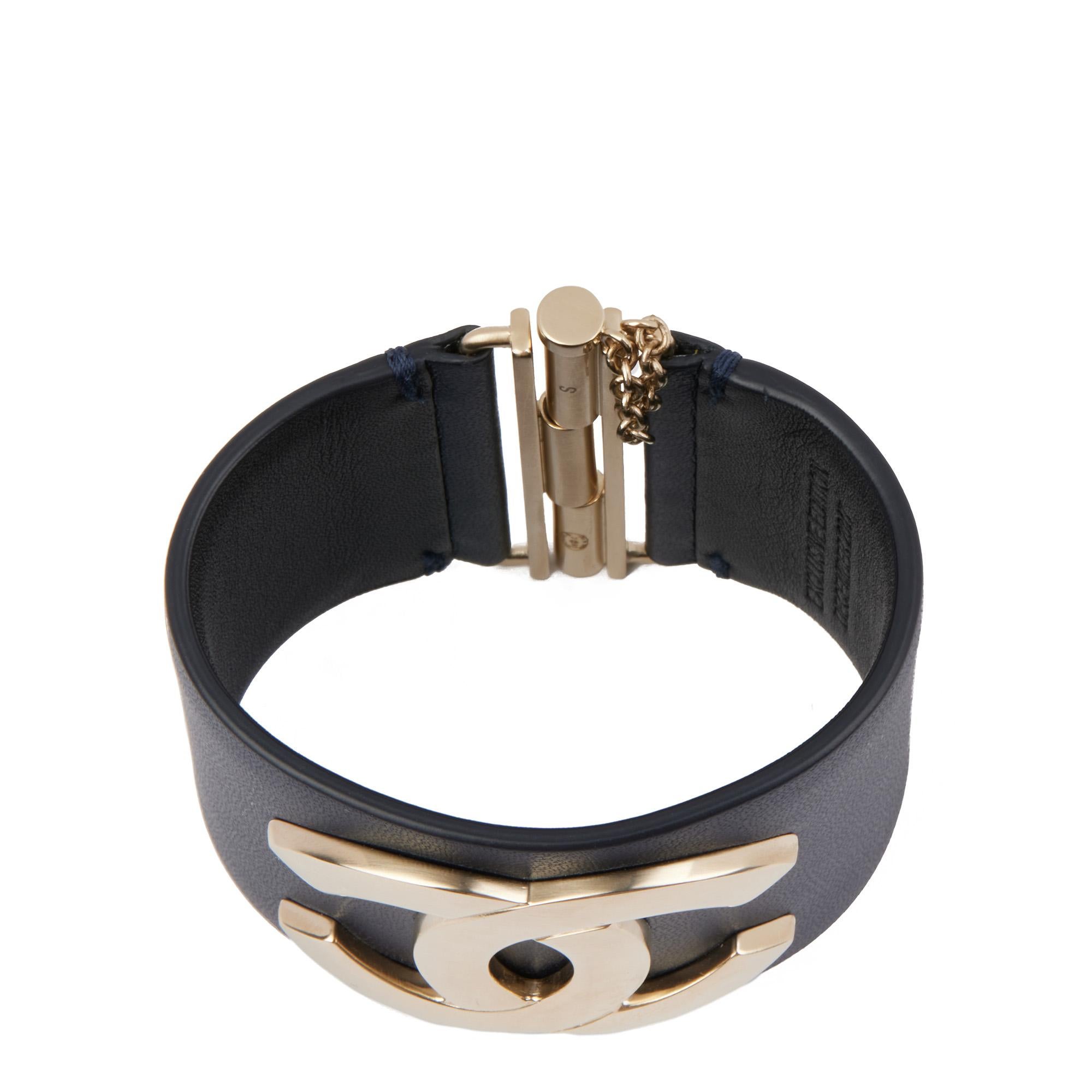 Chanel Navy Lambskin Leather Gold CC Bracelet 1