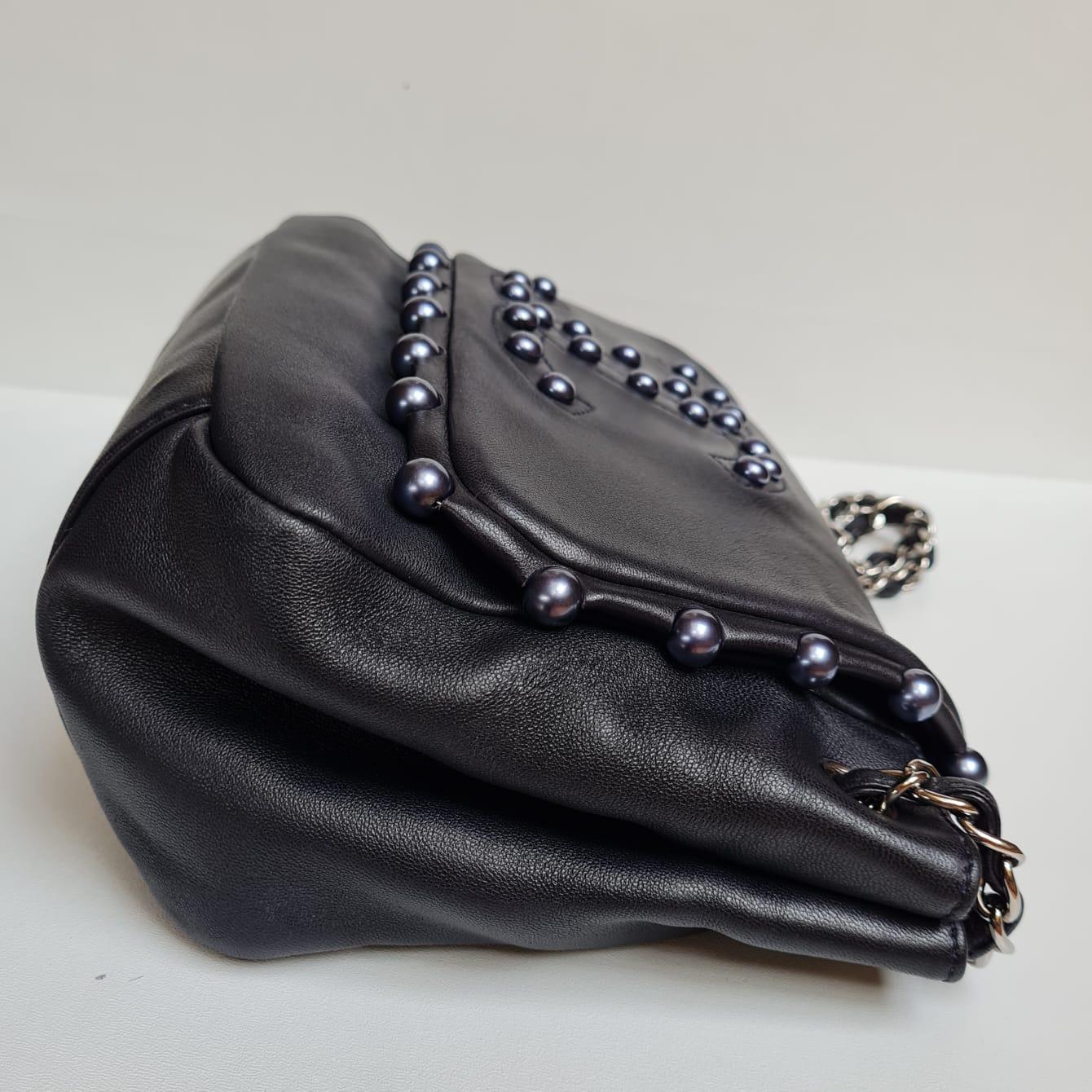 Chanel Navy Lambskin Pearl Obsession Flap Bag 1