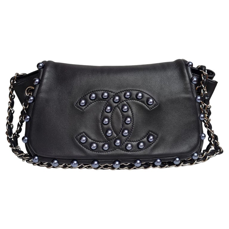 Chanel Navy Lambskin Pearl Obsession Flap Bag