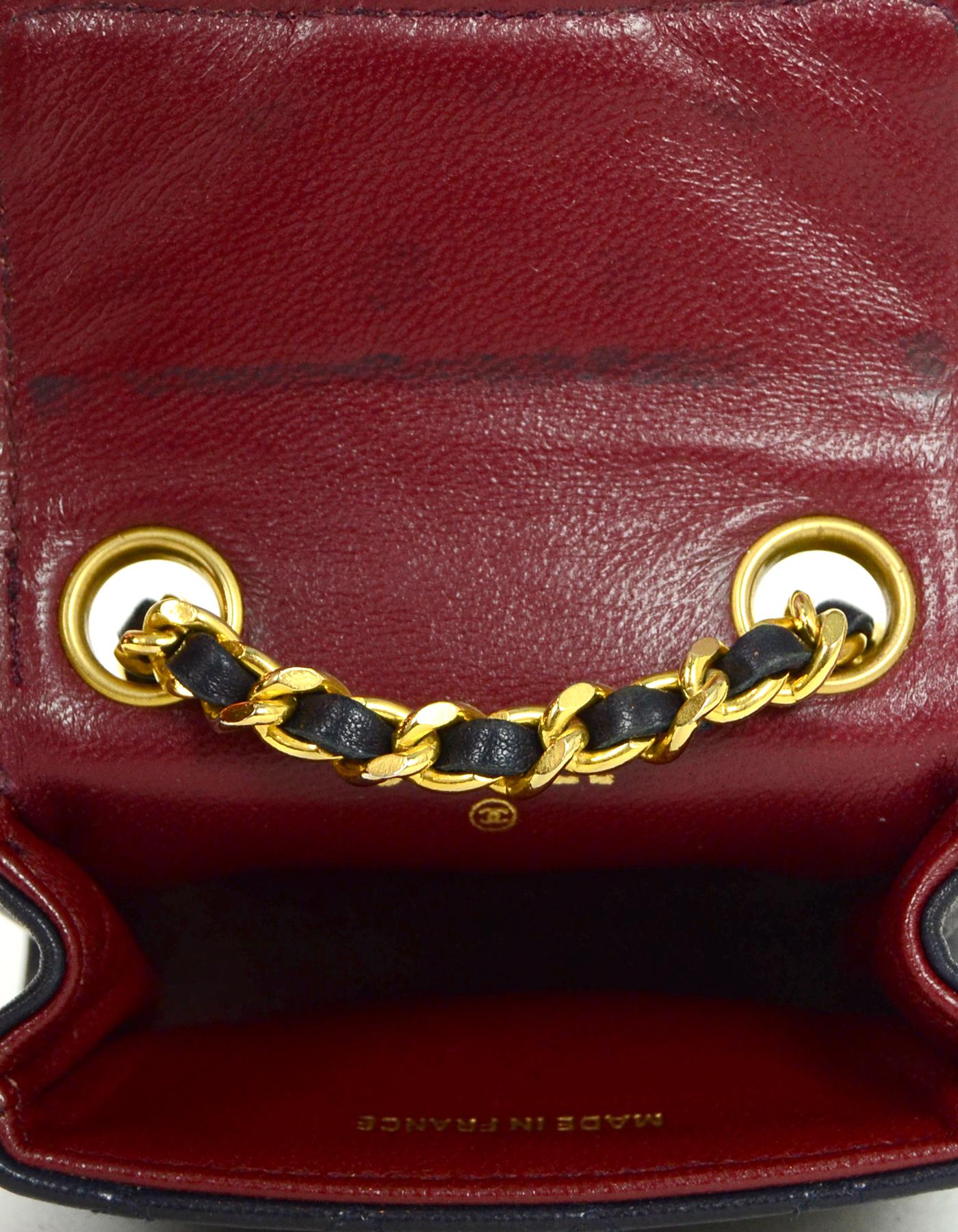 Black Chanel Navy Lambskin Quilted Micro Mini Flap Belt/Bag Charm