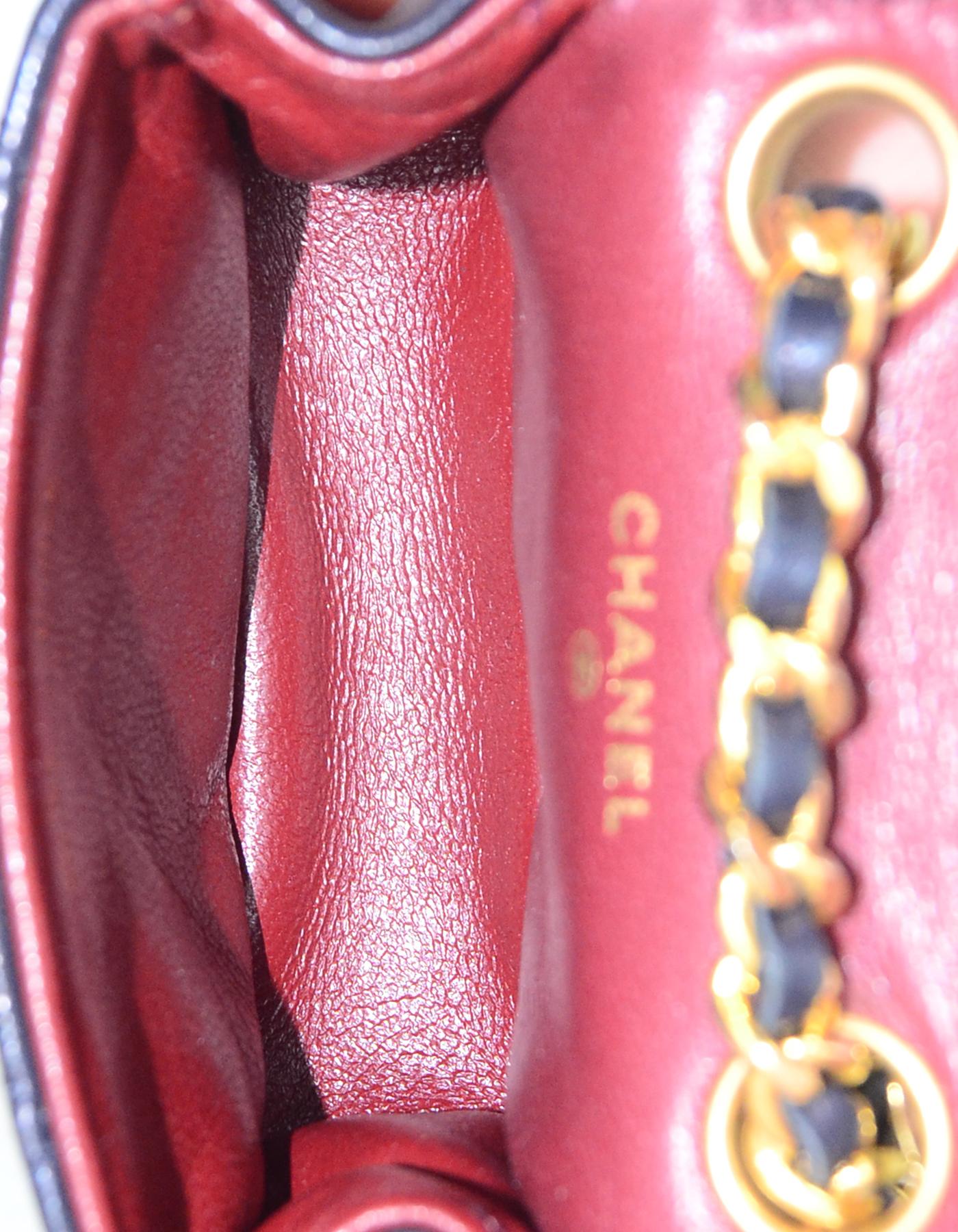 Chanel Navy Lambskin Quilted Micro Mini Flap Belt/Bag Charm In Excellent Condition In New York, NY
