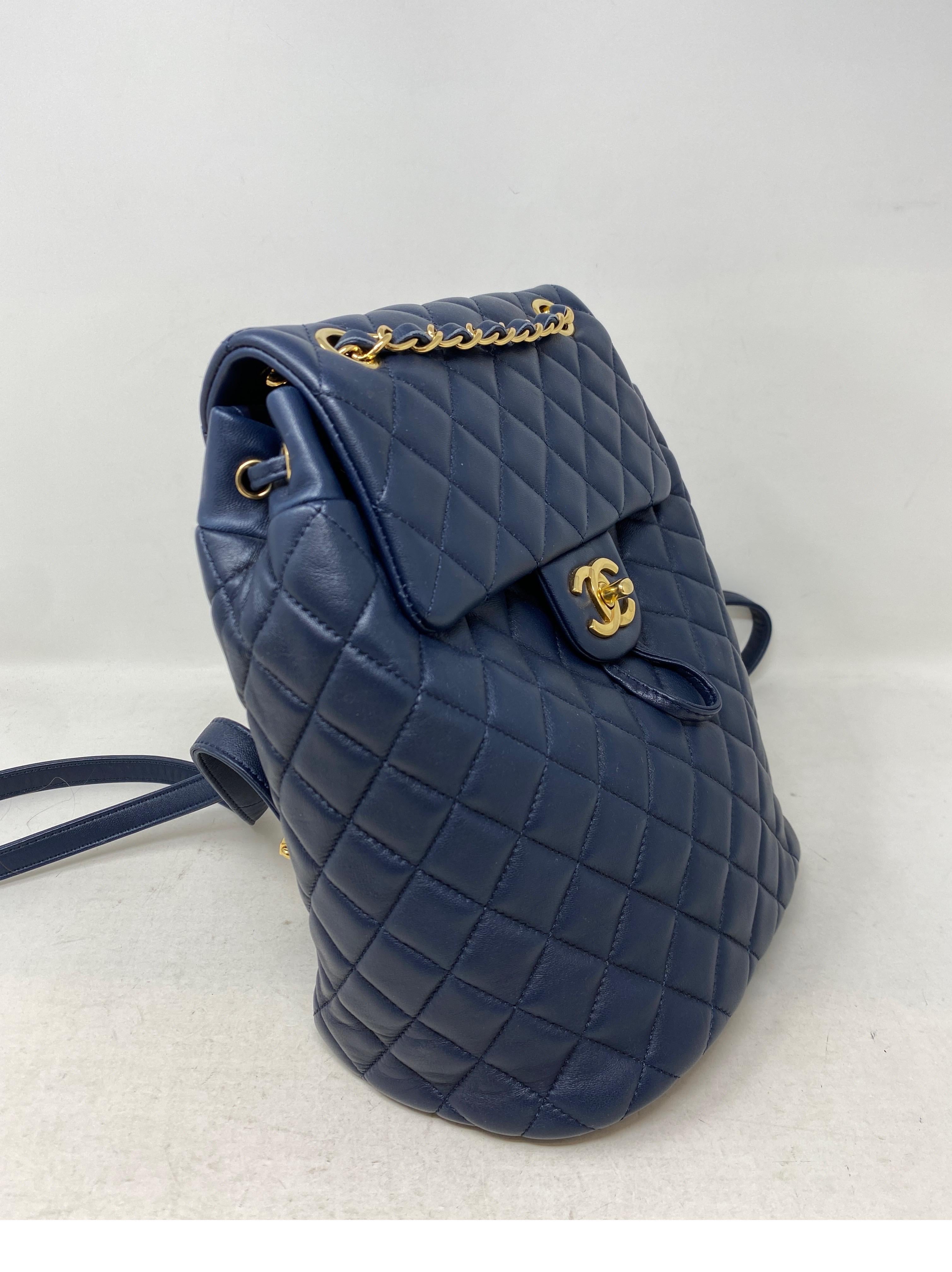 Chanel Navy Leather Backpack  In Excellent Condition In Athens, GA