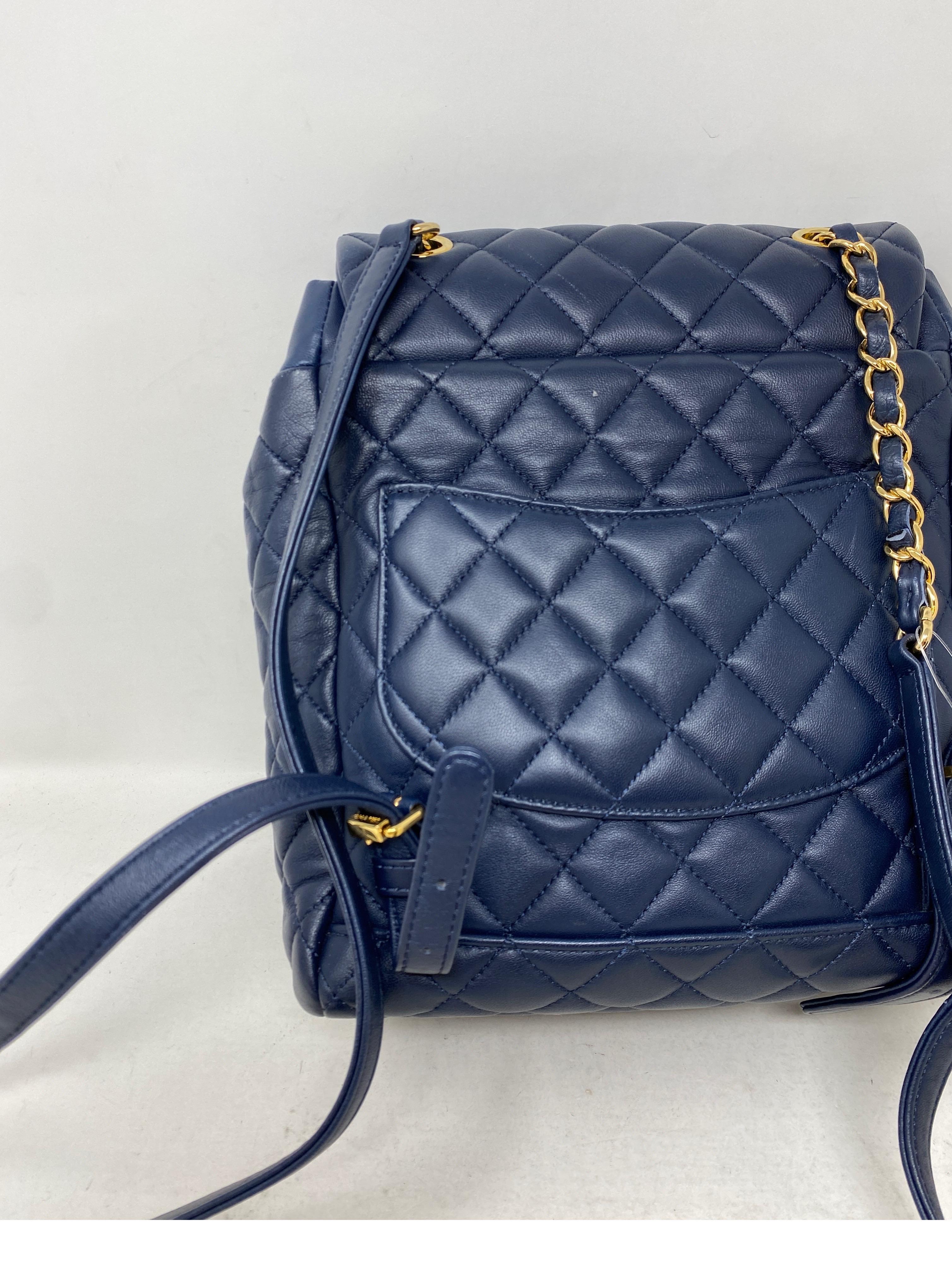 Women's or Men's Chanel Navy Leather Backpack 