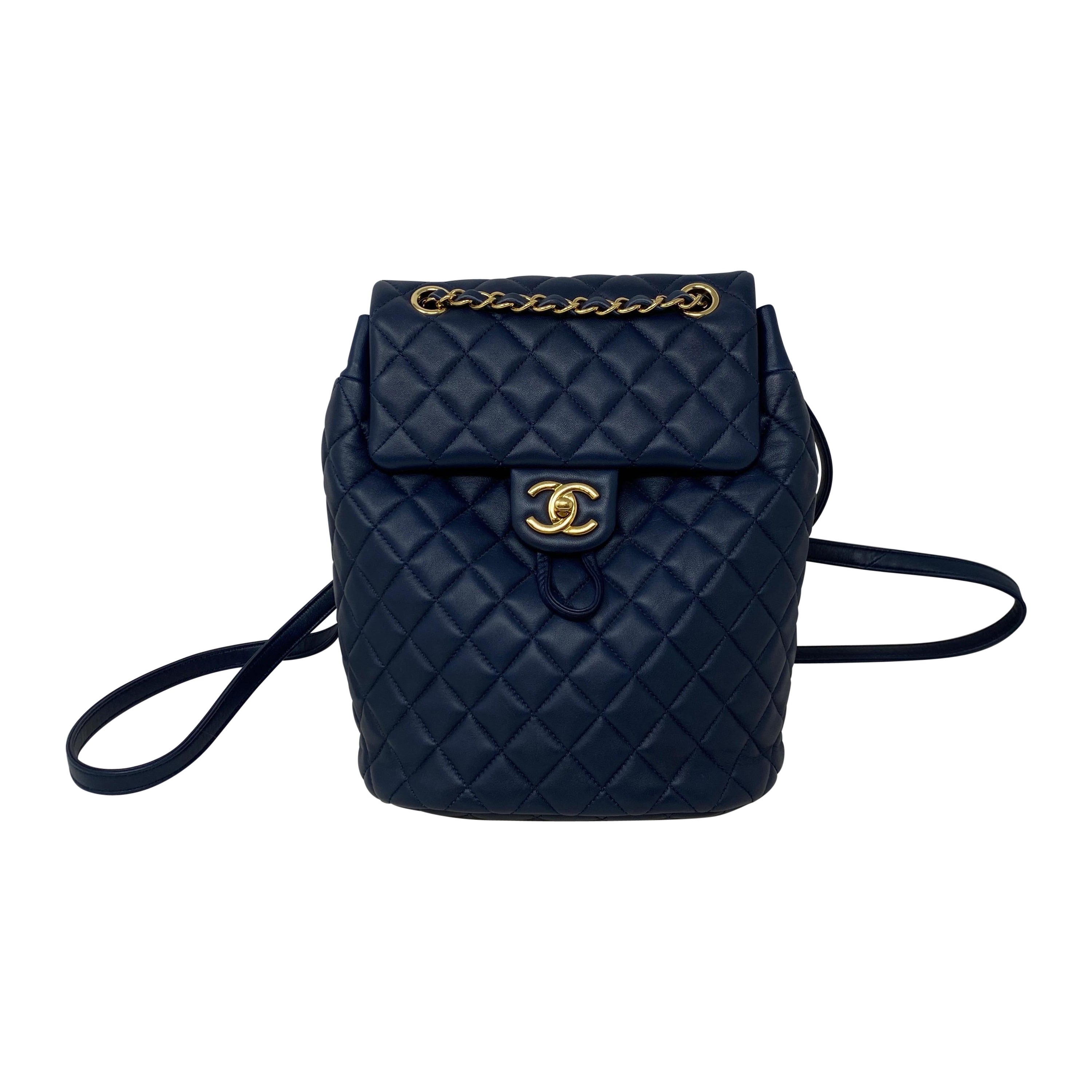 Sac à dos en cuir Chanel Navy