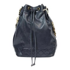 Chanel navy leather bag circa 1990
