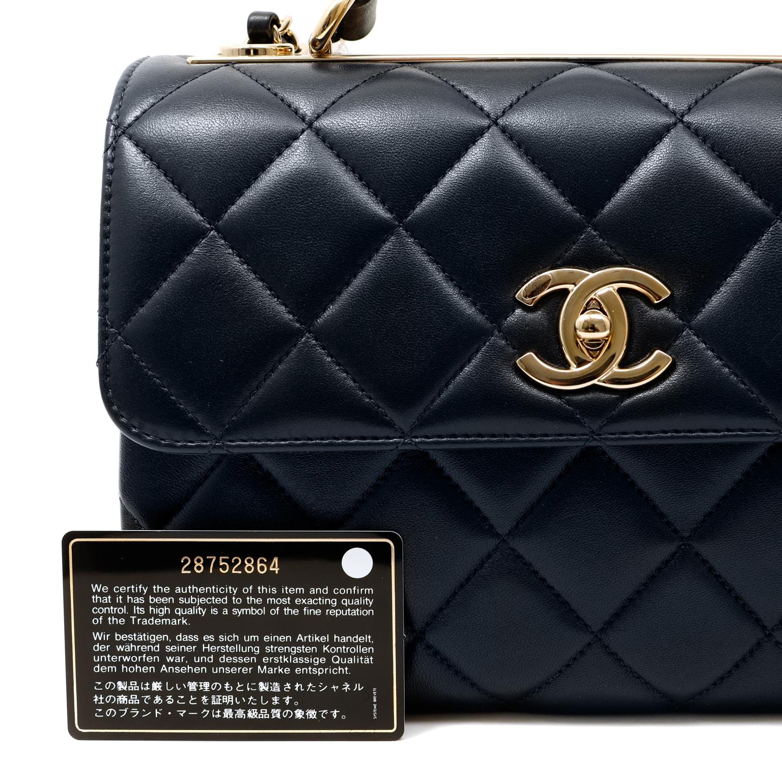 Chanel Navy Leather Top Handle Bag 4