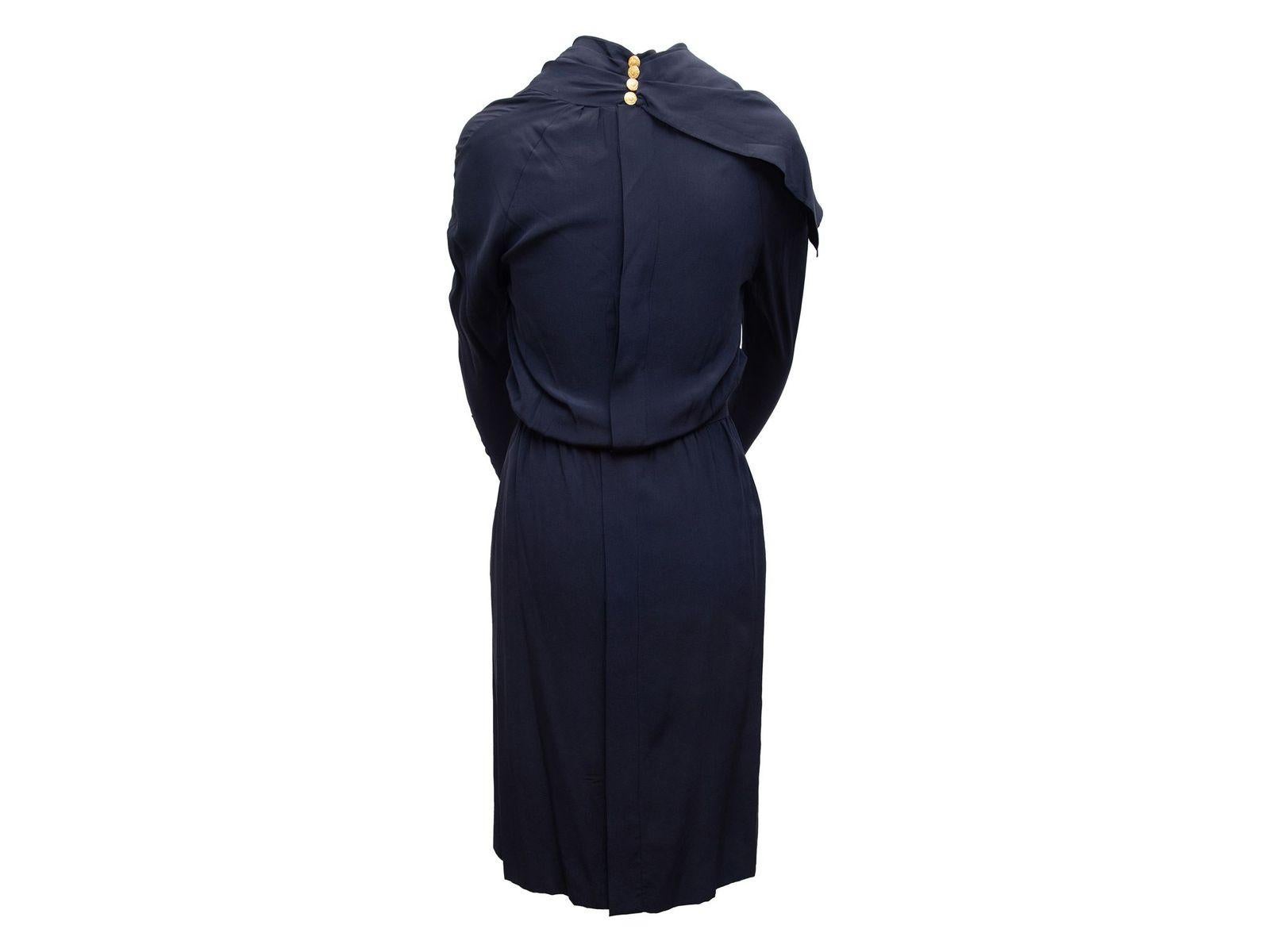 Women's Chanel Navy Long Sleeve Wrap Dress