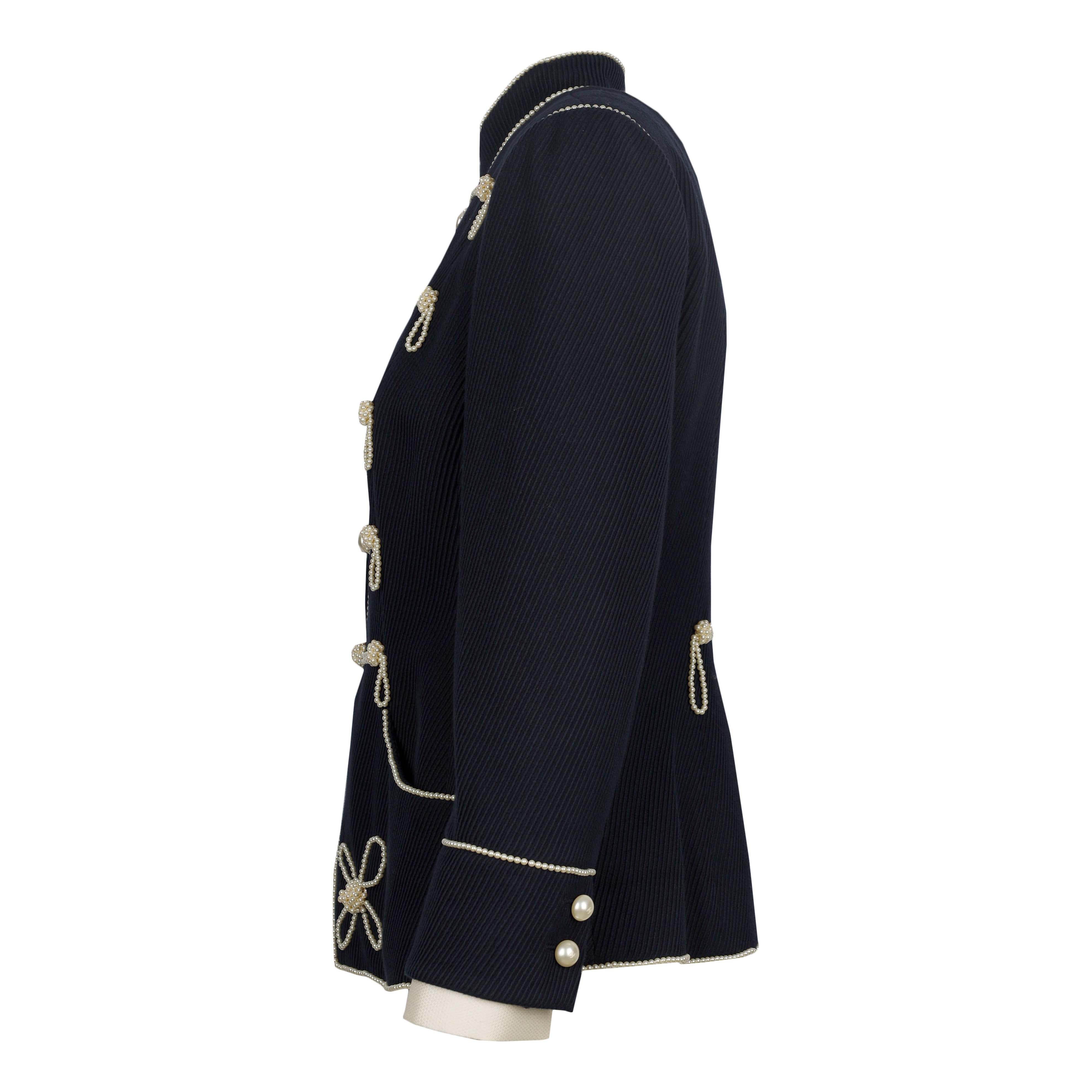 Chanel Navy Majorette Jacket with Pearls - '10s In New Condition In Milano, IT