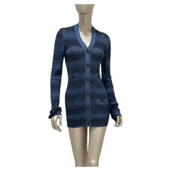 Chanel, marineblaue Strickjacke aus Metallic-Strick, Herbstkollektion 2009, Größe 40