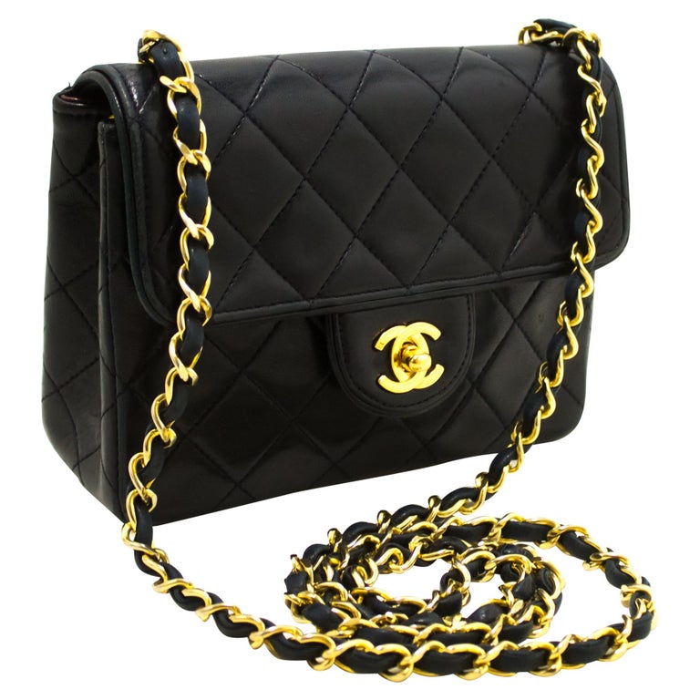 CHANEL Navy Mini Square Small Chain Shoulder Crossbody Bag Purse For Sale at 1stdibs