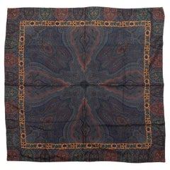 Chanel Navy & Multicolor Paisley Print Silk Scarf