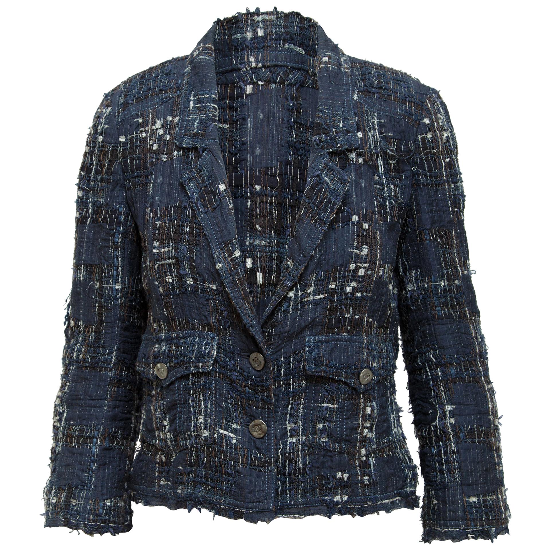 Chanel Navy & Multicolor Spring 2006 Tweed Blazer