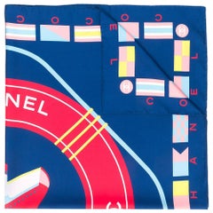 Chanel Navy & Pale Blue 'Cruise' Silk Scarf 