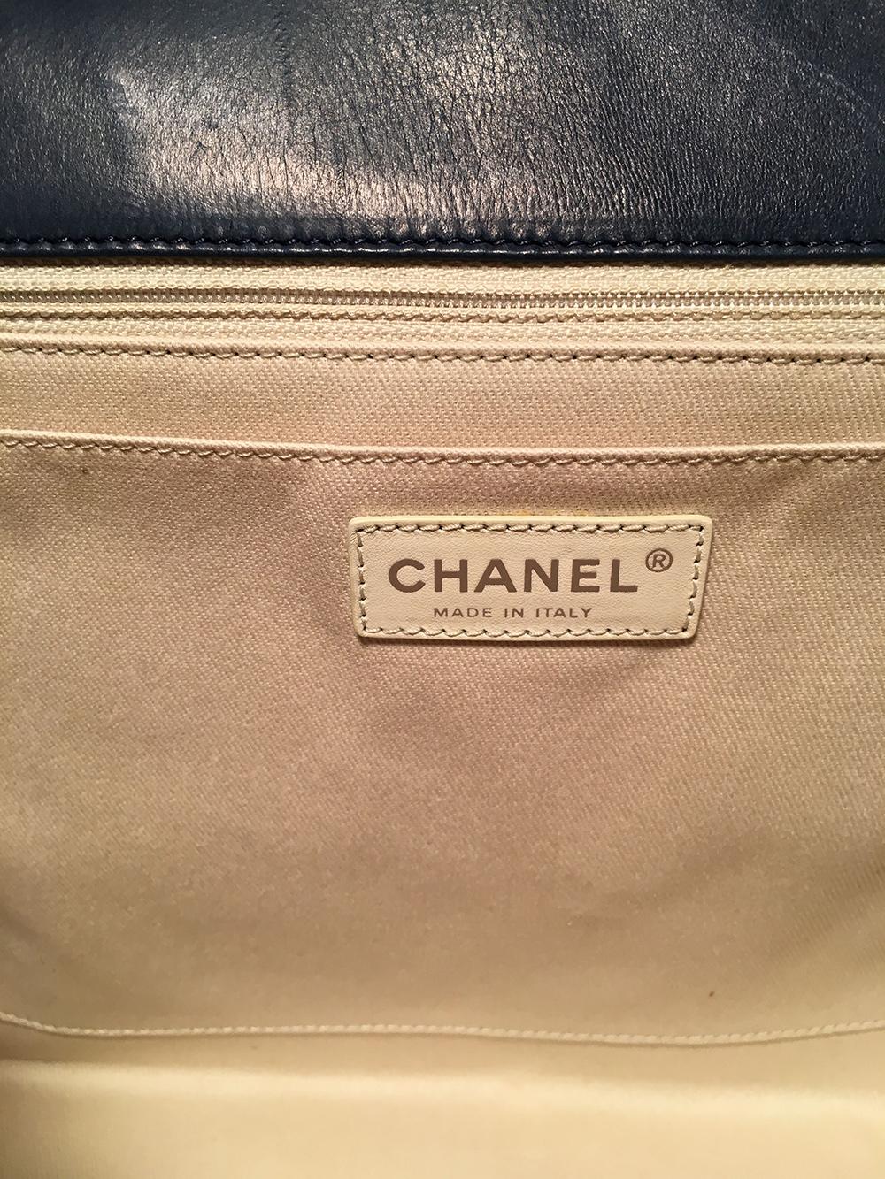Chanel Marine Navy Patent Leather Jumbo Classic Flap Shoulder Bag 4