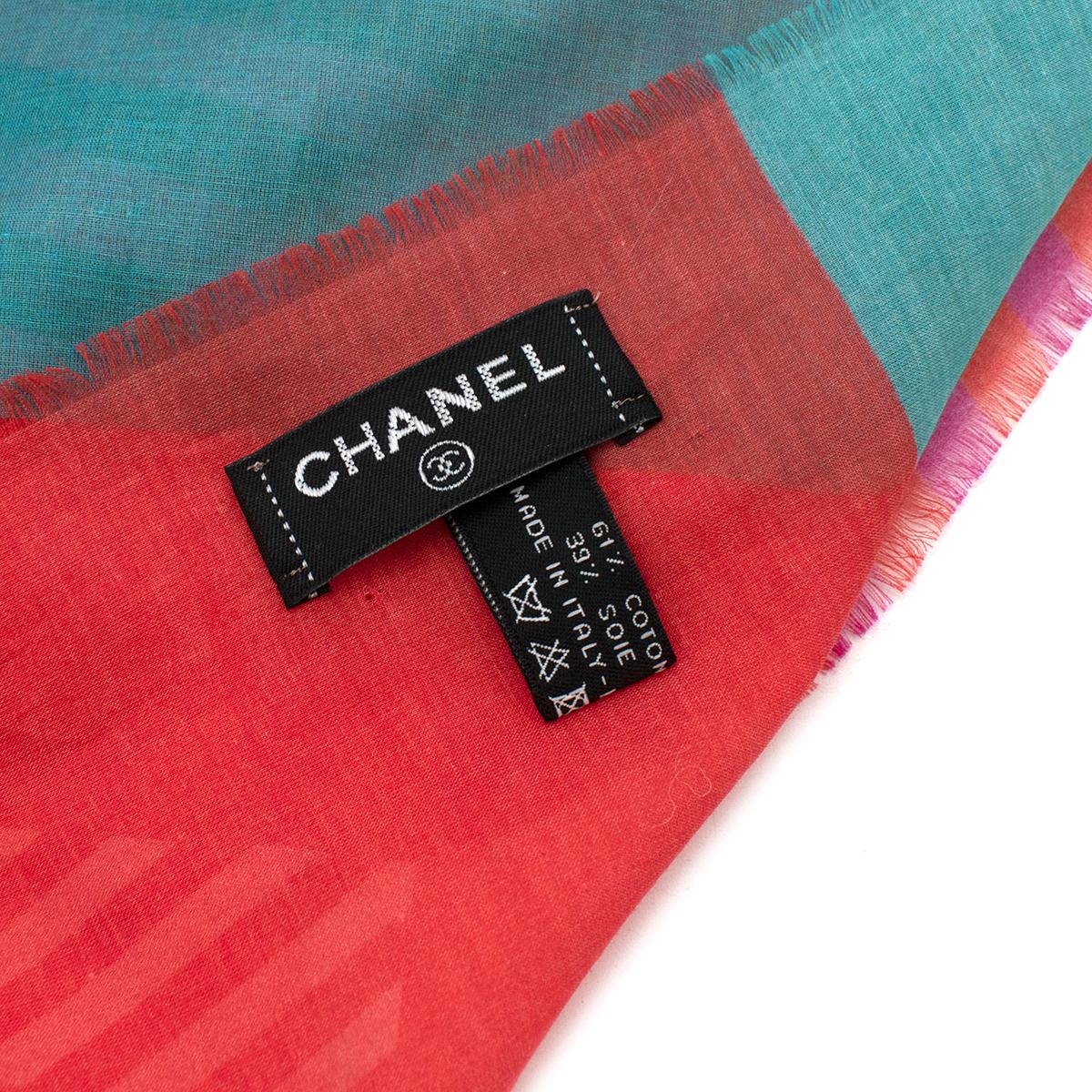 Chanel Navy & Pink Silk Blend Striped CC Pareo 3