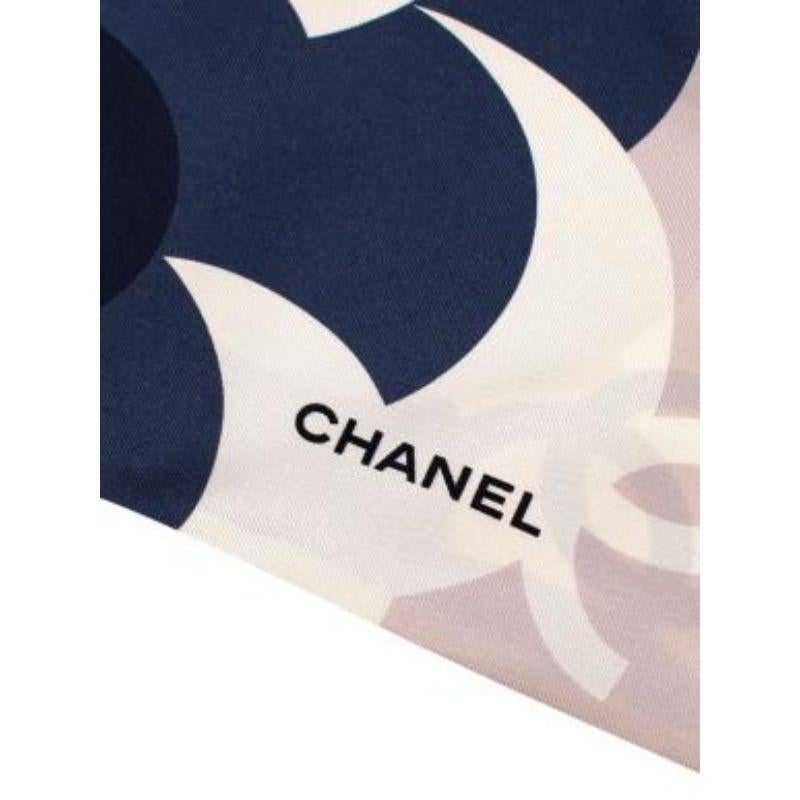 Chanel Navy & Pink Silk Twilly 155x15 For Sale 1