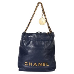 Chanel Navy Quilted Calfskin Chanel 22 Mini Hobo