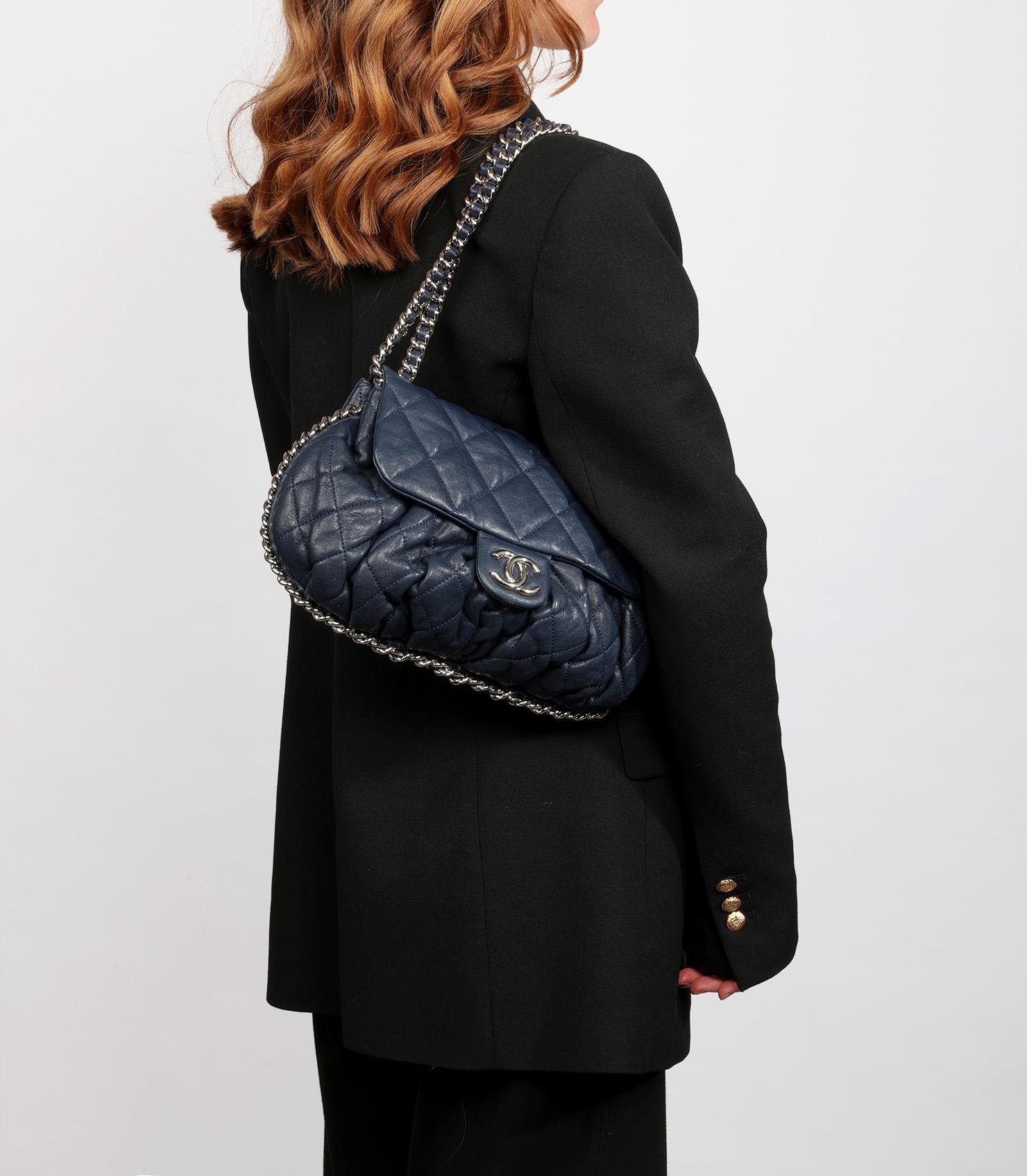 Chanel  Navy Quilted Calfskin Leather Large Chain Around Classic Single Flap Bag

Product Details
Xupes Ref: CB1392
Brand: Chanel 
Model: Large Chain Around Classic Single Flap Bag
Type: Shoulder, Crossbody
Serial Number: 15677652
Age:
