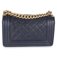 Chanel Navy Quilted Caviar Small Boy Bag