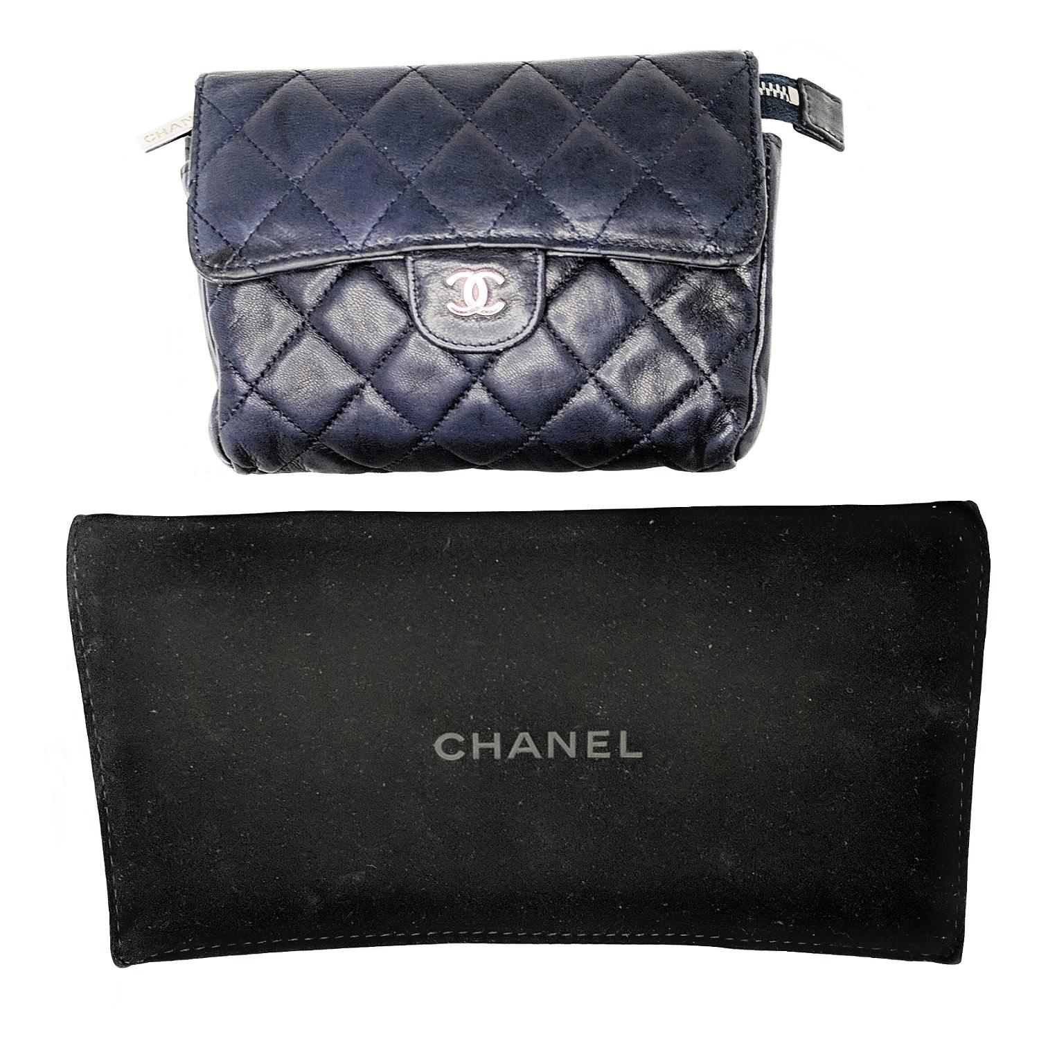 Chanel Navy Quilted Flap Cosmetic Case 2