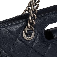 Chanel Navy Quilted Goatskin Leather Perfect Edge Shoulder Tote