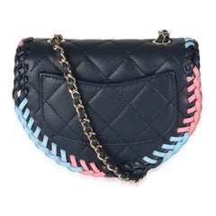 Chanel Navy Quilted Lambskin Braided Mini Messenger Flap Bag