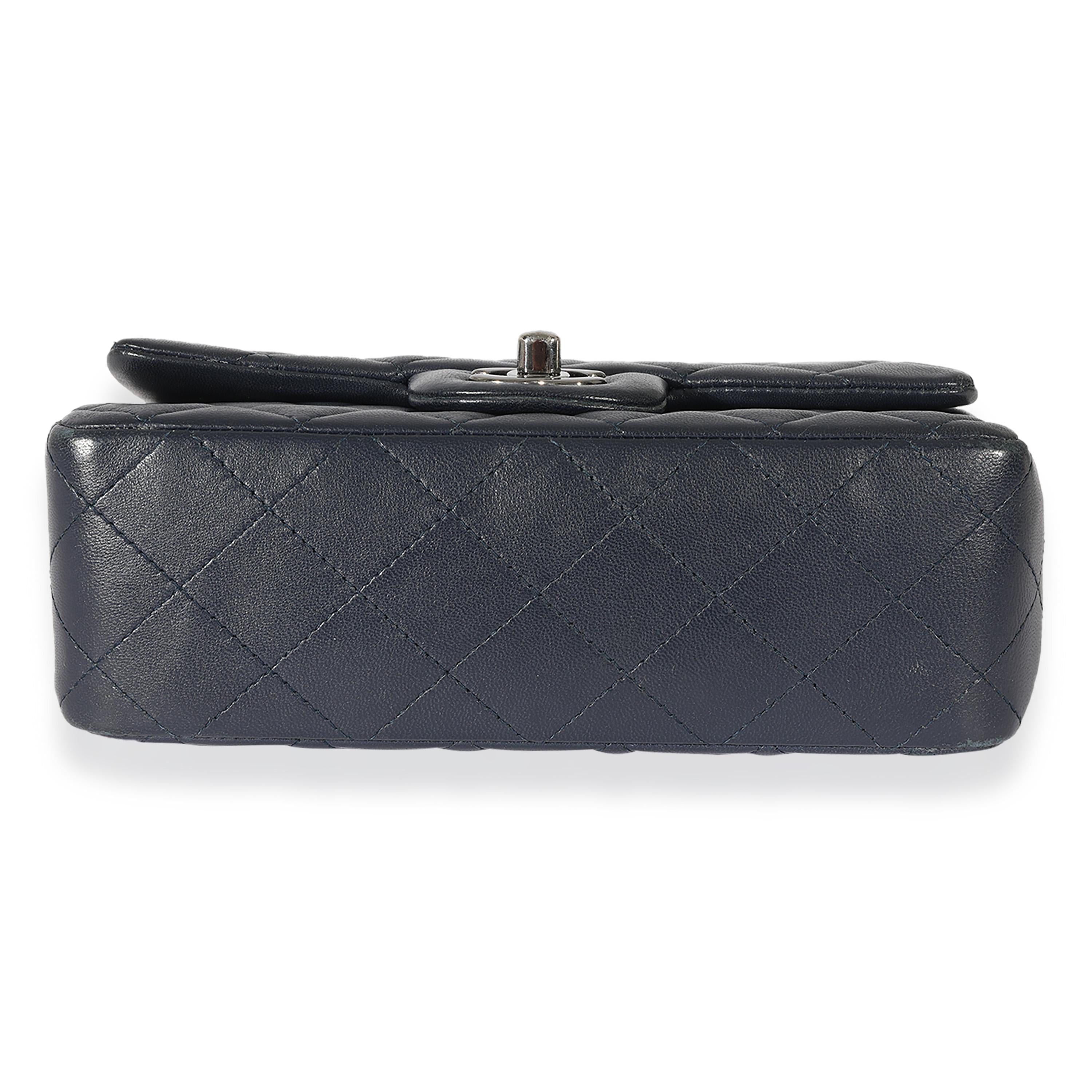Chanel Navy Quilted Lambskin Rectangular Mini Flap Bag 3