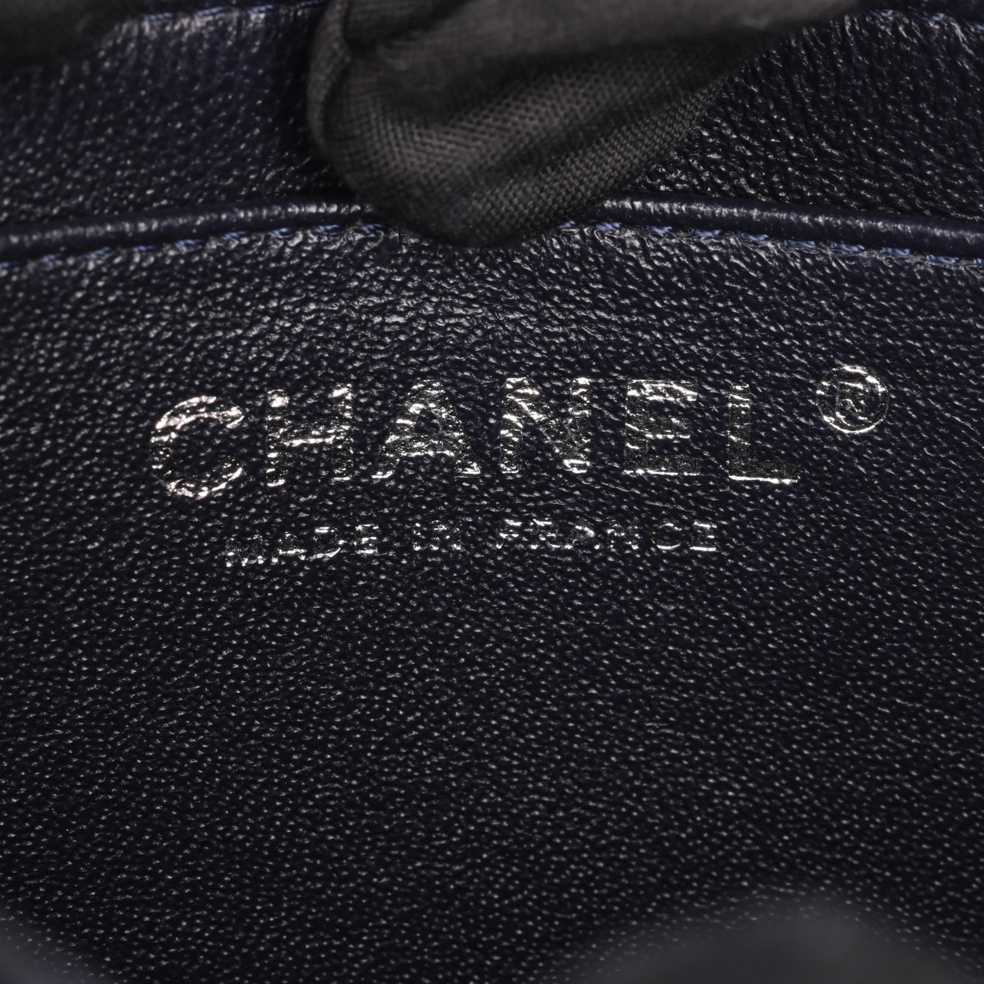 CHANEL Navy Quilted Lambskin Square Mini Flap Bag 6