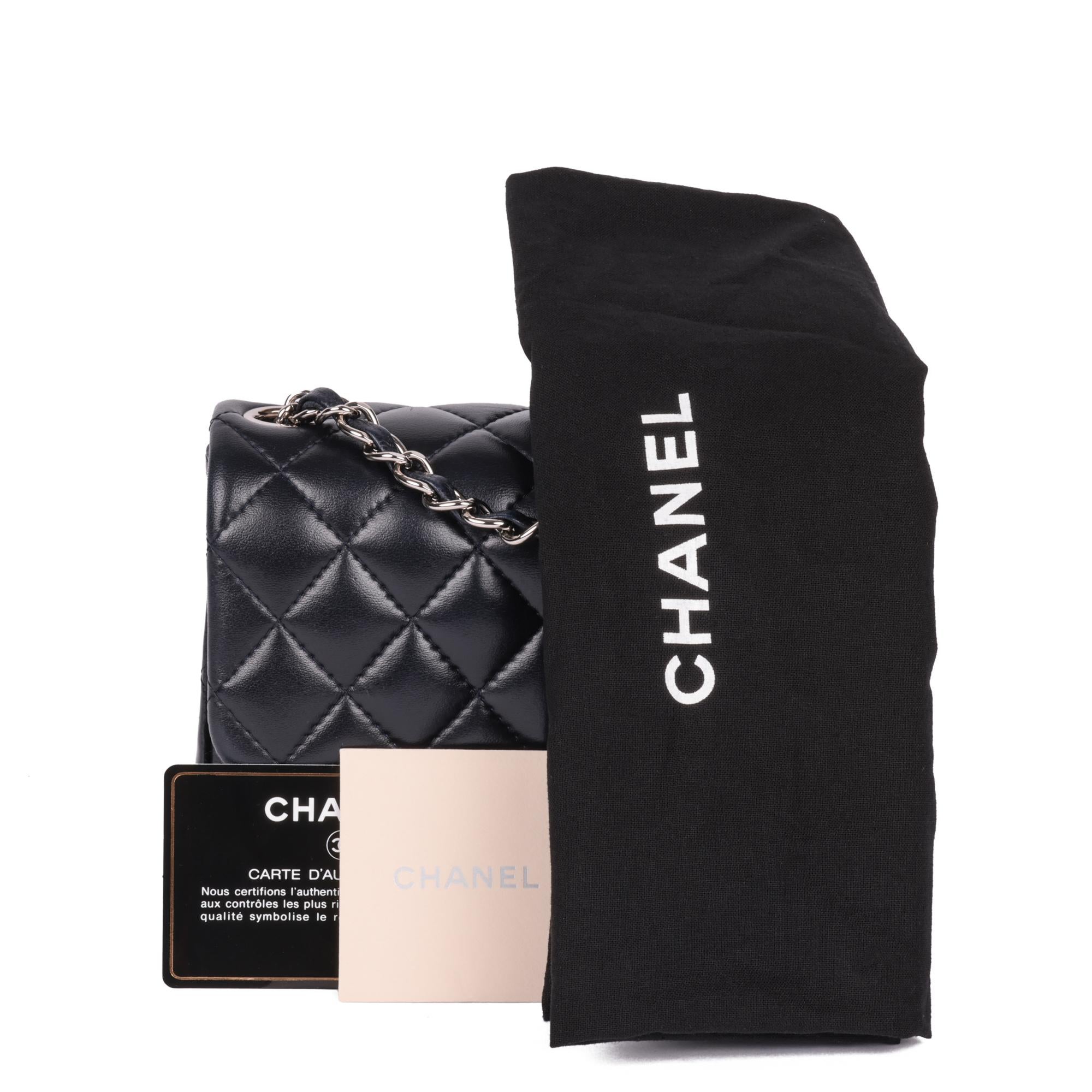 CHANEL Navy Quilted Lambskin Square Mini Flap Bag 7