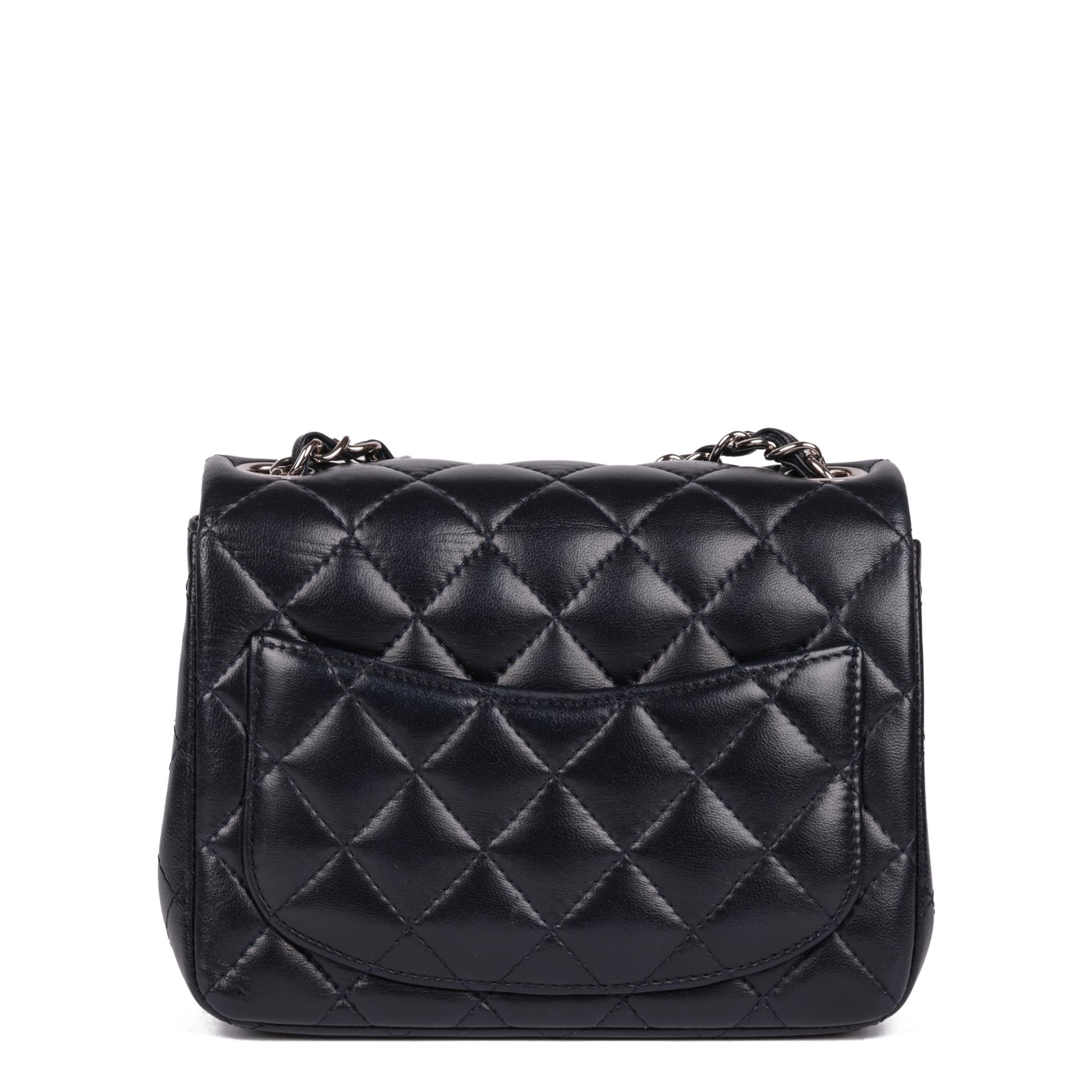 Women's CHANEL Navy Quilted Lambskin Square Mini Flap Bag