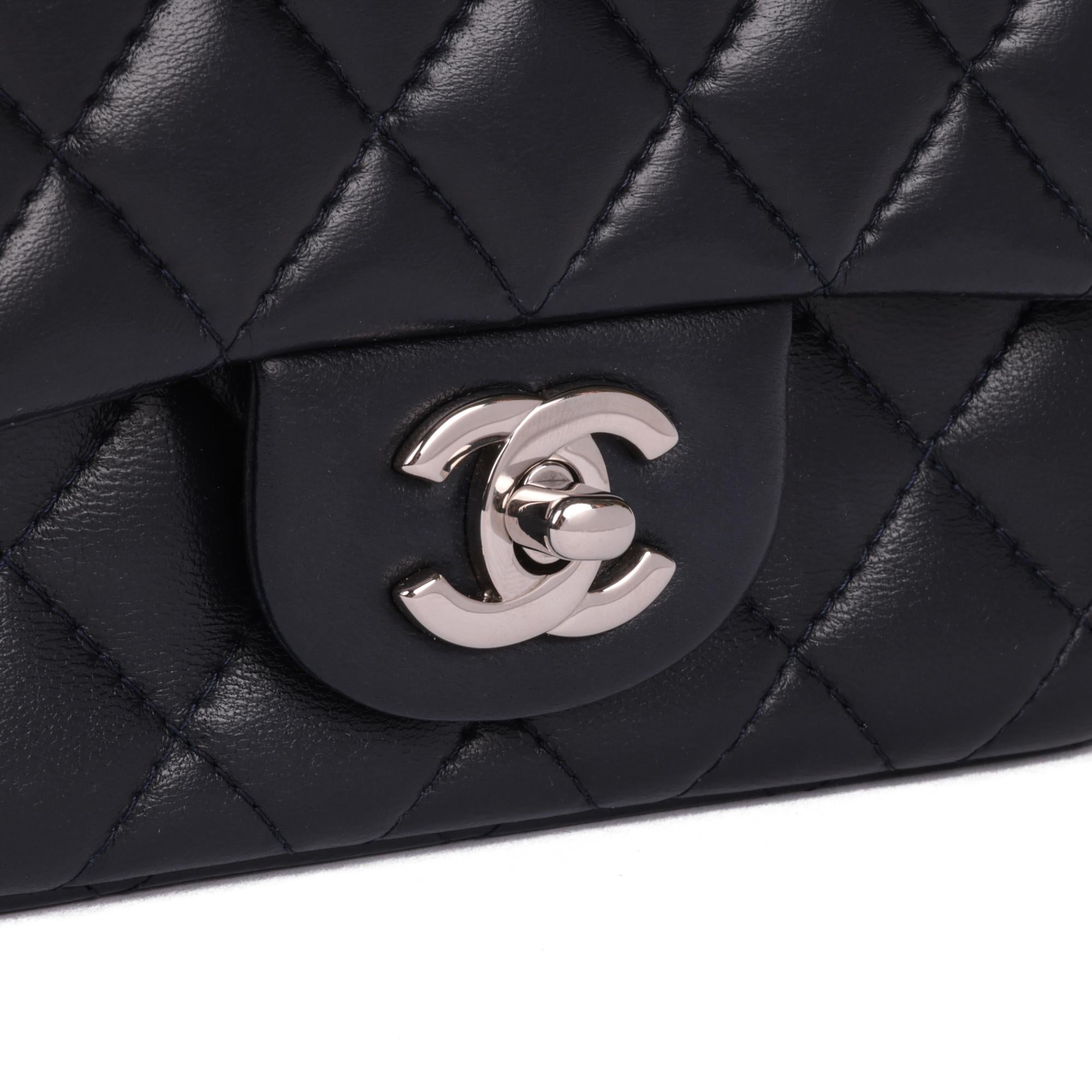 CHANEL Navy Quilted Lambskin Square Mini Flap Bag 2