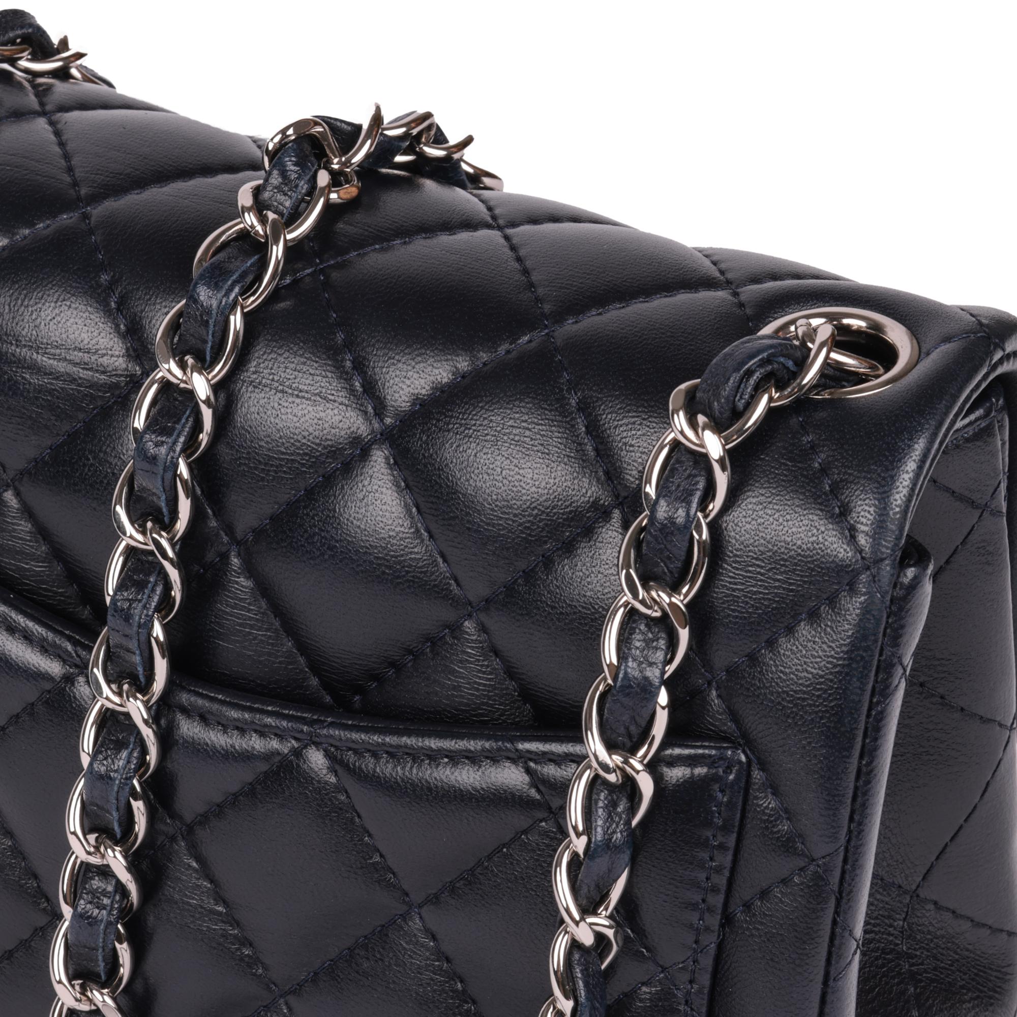 CHANEL Navy Quilted Lambskin Square Mini Flap Bag 3