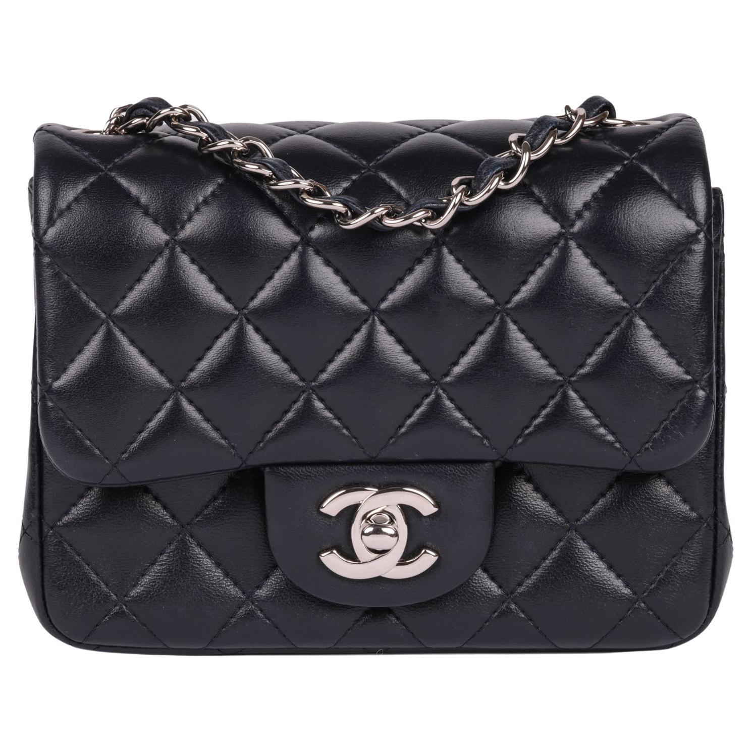 Chanel Square Classic Single Flap Bag Chevron Caviar Mini