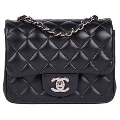 CHANEL Navy Quilted Lambskin Square Mini Flap Bag