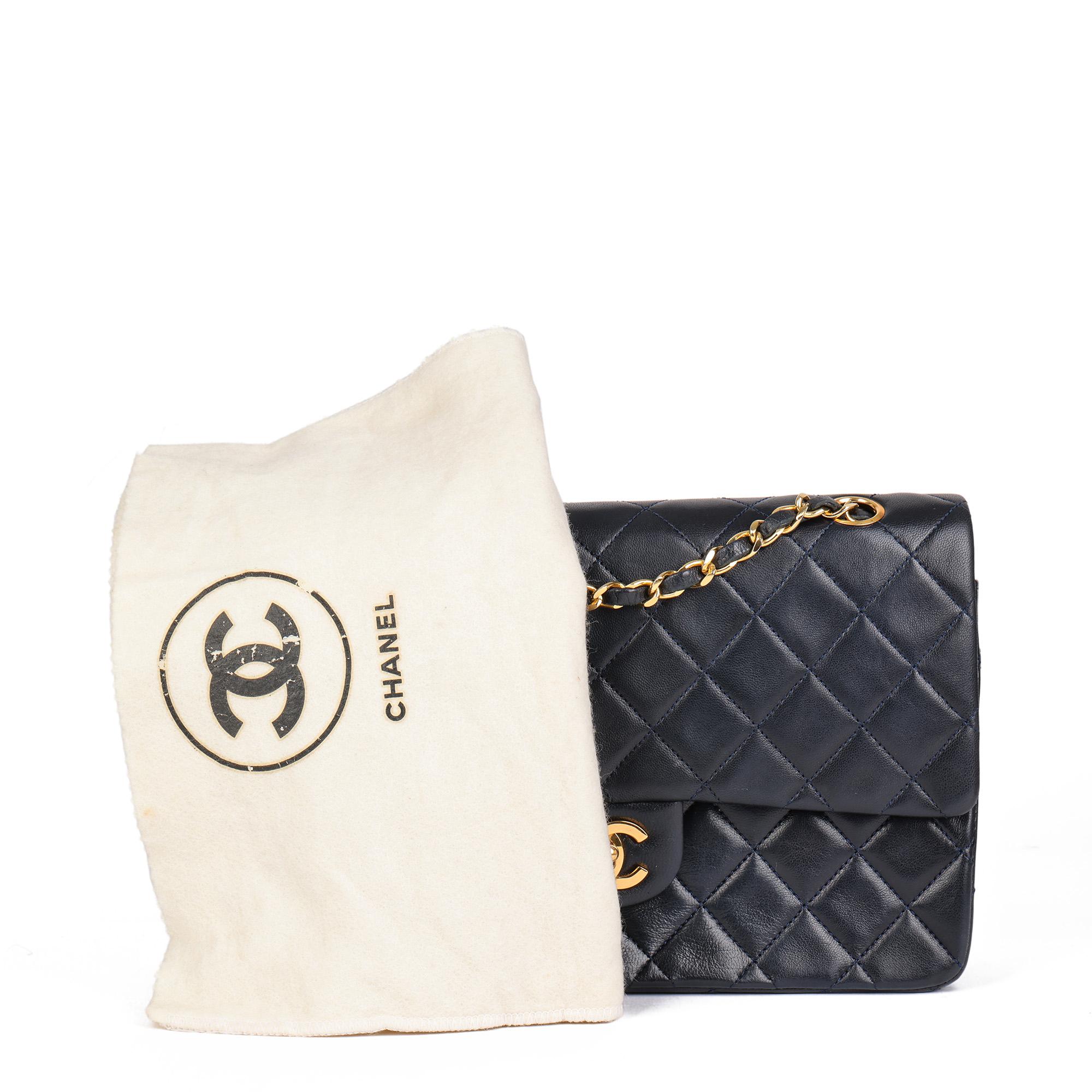 CHANEL Navy  Quilted Lambskin Vintage Medium Classic Double Flap Bag  4