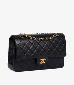 Chanel Navy Quilted Lambskin Vintage Medium Classic Double Flap Bag