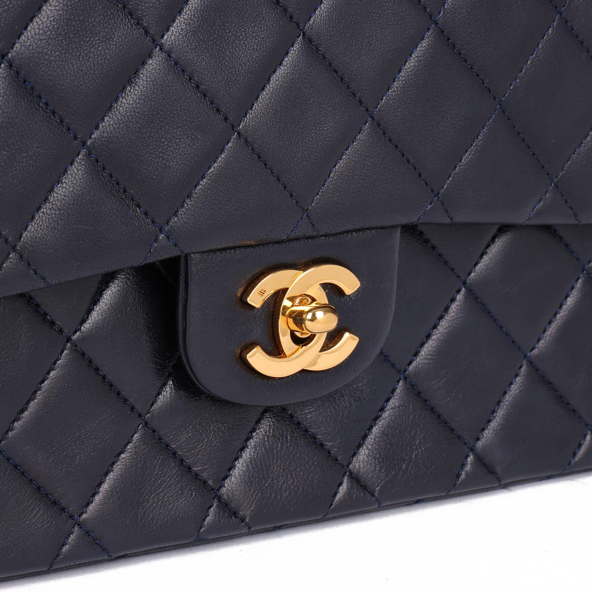 CHANEL Navy  Quilted Lambskin Vintage Medium Classic Double Flap Bag  In Excellent Condition In Bishop's Stortford, Hertfordshire