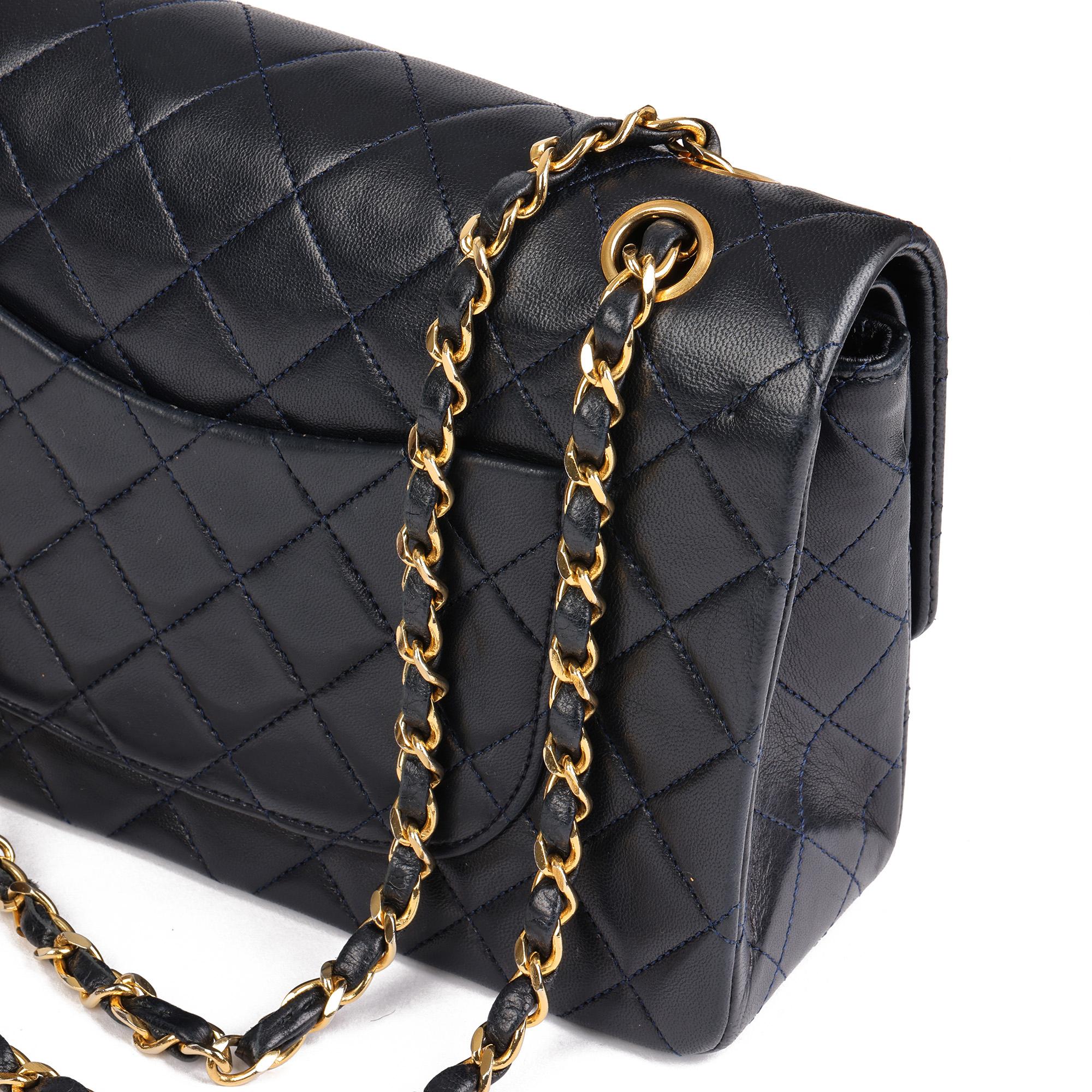 Women's CHANEL Navy  Quilted Lambskin Vintage Medium Classic Double Flap Bag 