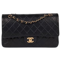 Chanel Navy Quilted Lambskin Used Medium Classic Double Flap Bag