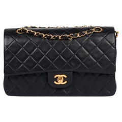 Chanel Navy Quilted Lambskin Retro Medium Classic Double Flap Bag
