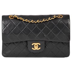 CHANEL Navy Quilted Lambskin Vintage Small Classic Double Flap Bag 