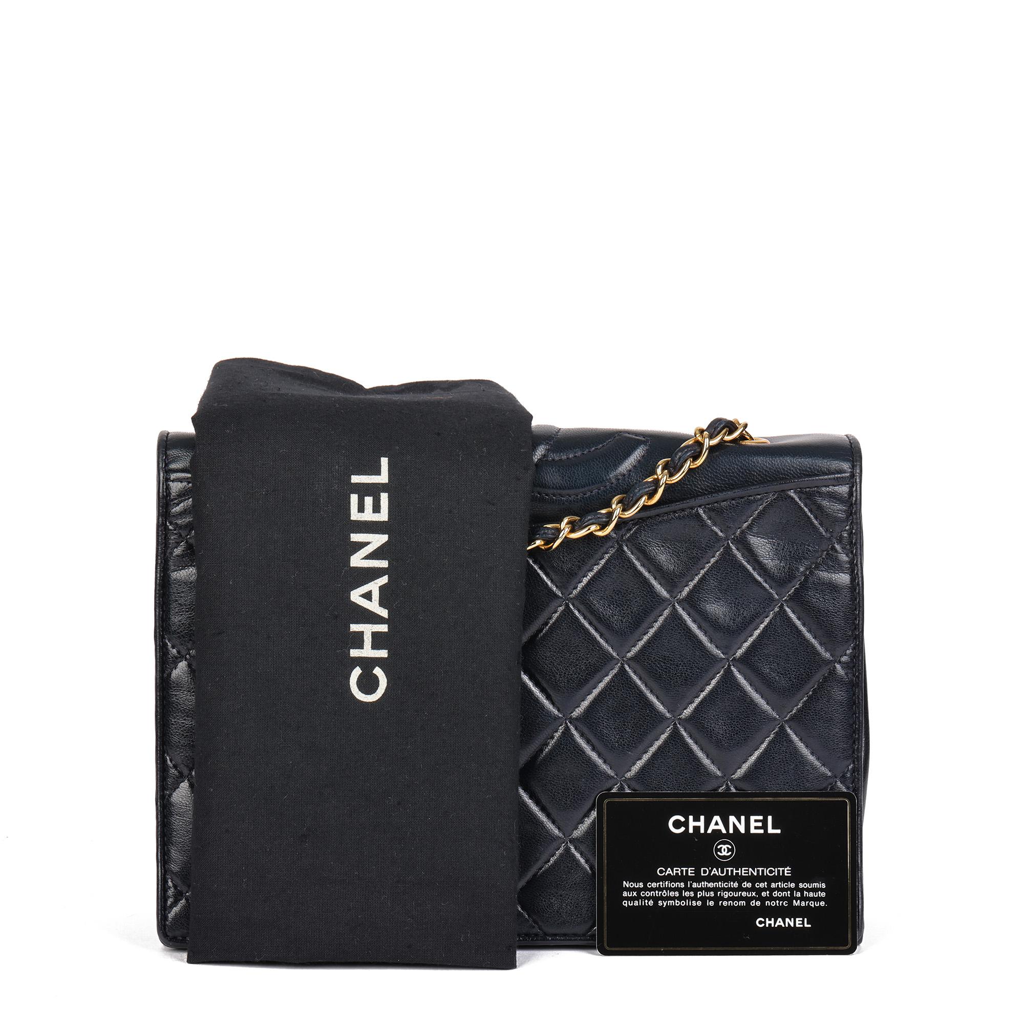 CHANEL Navy Quilted Lambskin Vintage Small Timeless Single Full Flap Bag 7