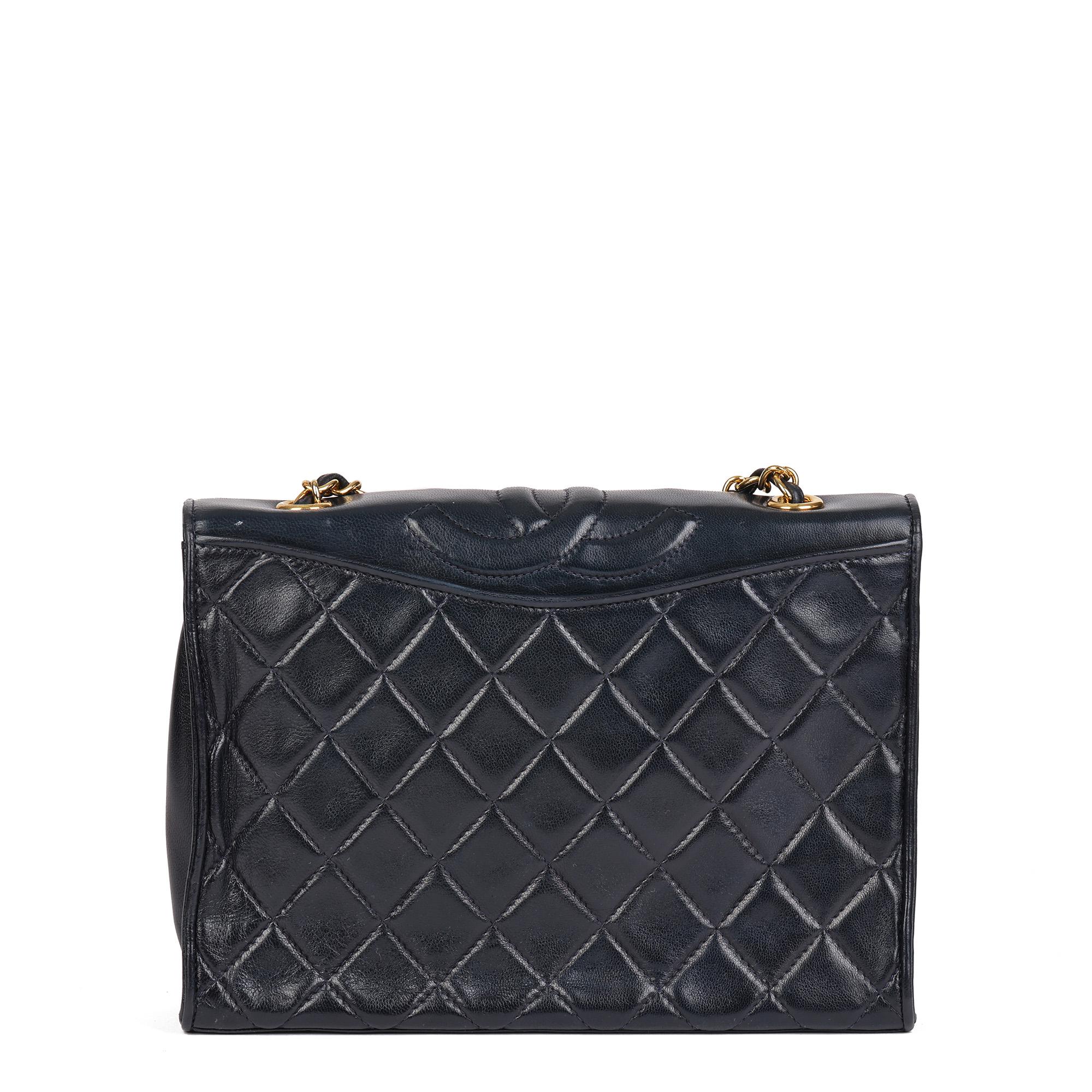 Women's CHANEL Navy Quilted Lambskin Vintage Small Timeless Single Full Flap Bag