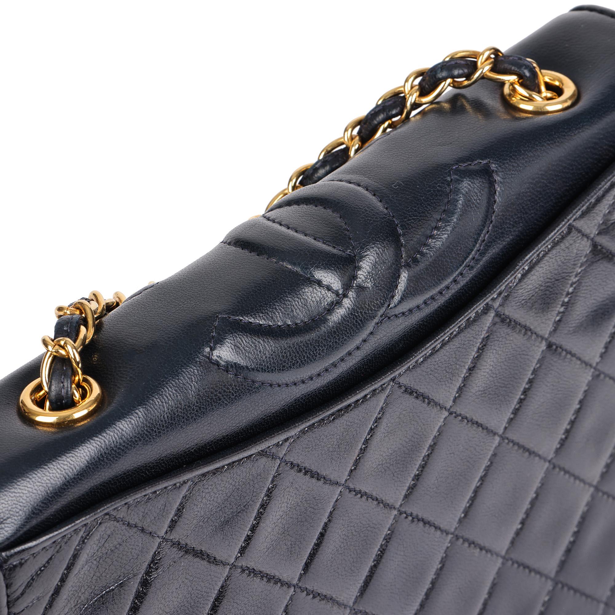 CHANEL Navy Quilted Lambskin Vintage Small Timeless Single Full Flap Bag 2