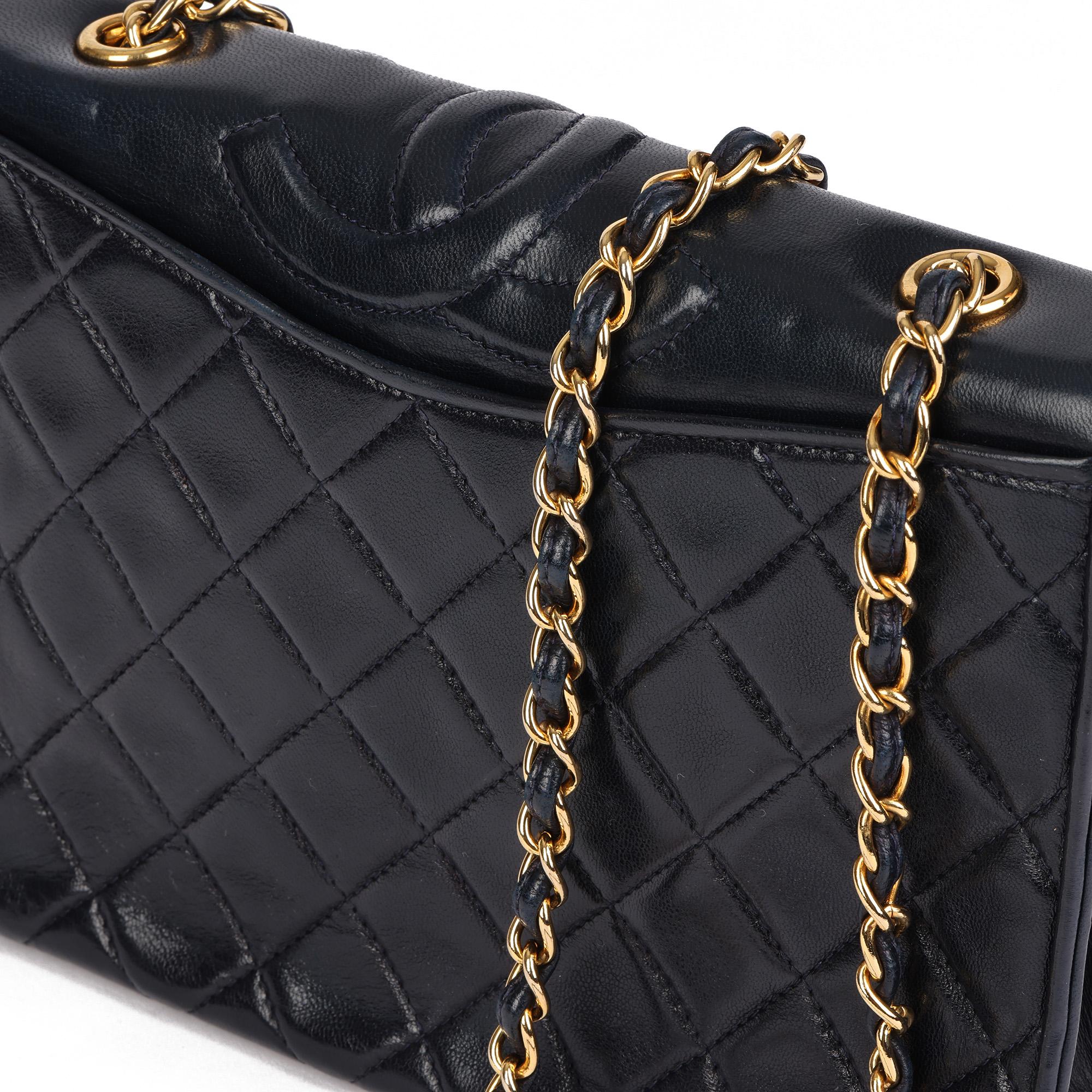 CHANEL Navy Quilted Lambskin Vintage Small Timeless Single Full Flap Bag 3