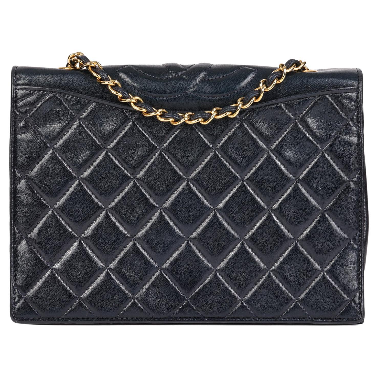 CHANEL Navy Quilted Lambskin Vintage Small Timeless Single Full Flap Bag