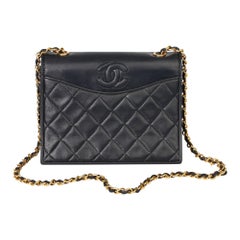 Chanel Navy Quilted Lambskin Vintage Timeless Single Flap Bag 