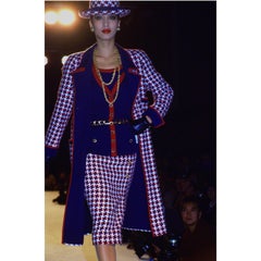 Chanel Navy & Red Boucle Jacket w/ Gold CC Buttons, 1980s